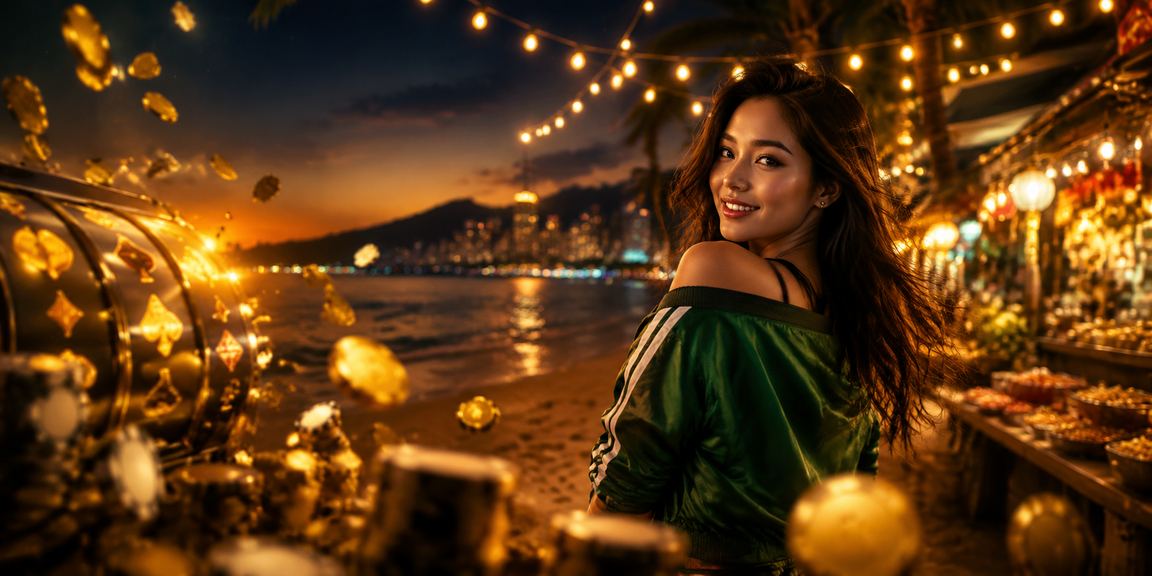 Người dùng chơi slot game tại chợ đêm Phú Quốc với điện thoại thông minh